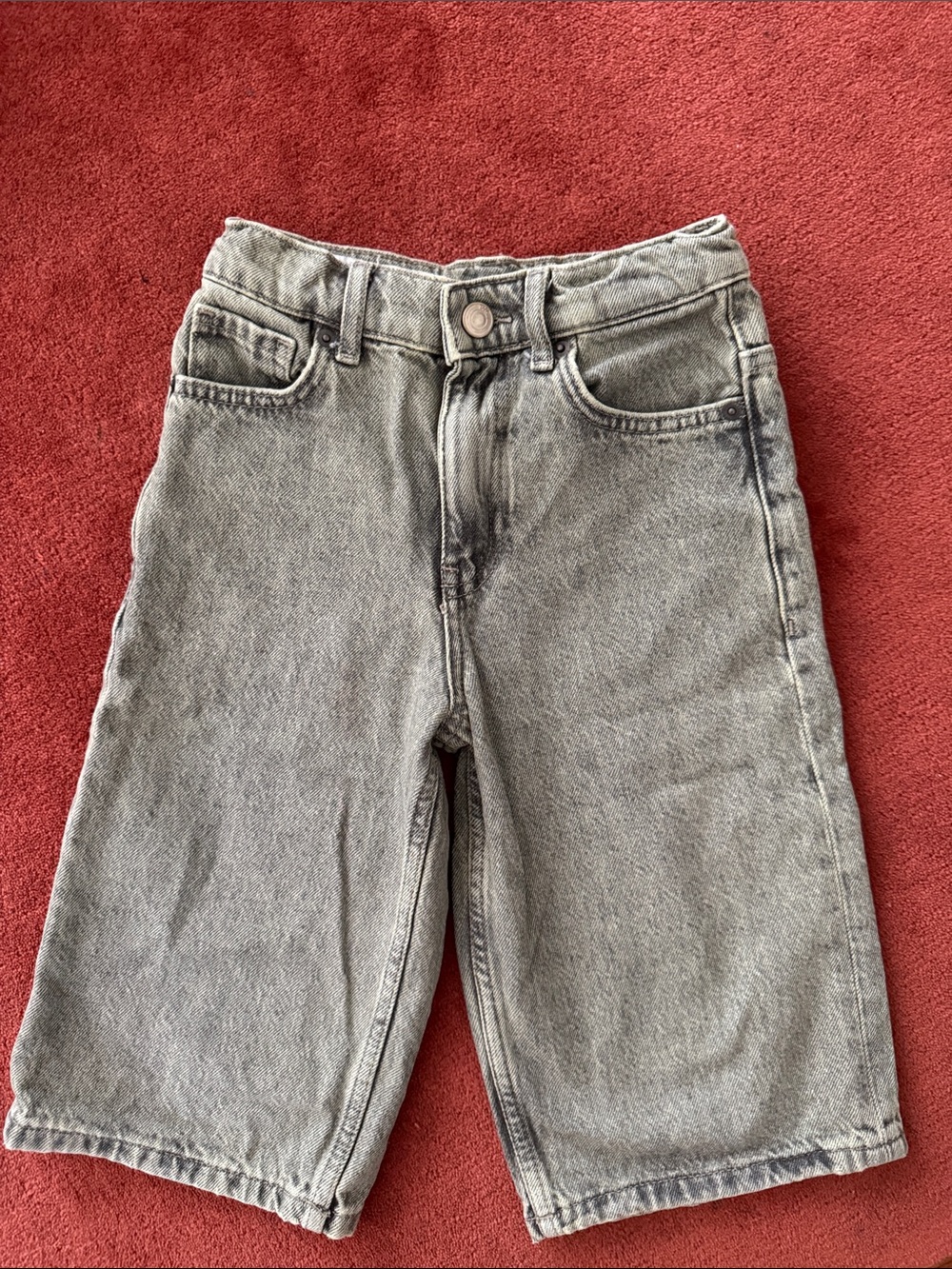 Zara Kids Grey Denim Knee-Length Shorts